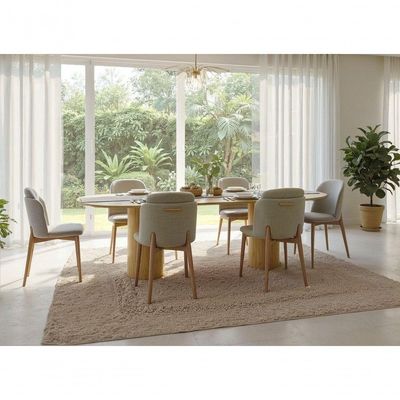 Mesa De Jantar West 200cm X 100cm 6 Lugares Lâmina Natural De Madeira Damasco