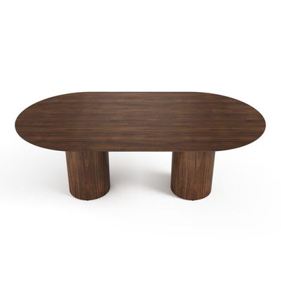 Mesa De Jantar West 180cm X 100cm 6 Lugares Lâmina Natural De Madeira Castanho