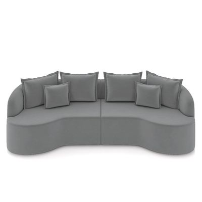 Sofá Living Decorativo Salinas 2 Lugares com Almofadas 210cm Modulado Veludo Cinza G33 - Gran Belo