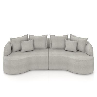 Sofá Living Decorativo Salinas 3 Lugares com Almofadas 250cm Modulado Bouclê Cinza G33 - Gran Belo