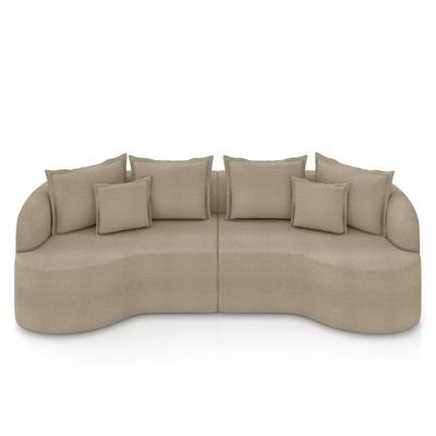 Sofá Living Decorativo Salinas 4 Lugares com Almofadas 270cm Modulado Bouclê Bege G33 - Gran Belo