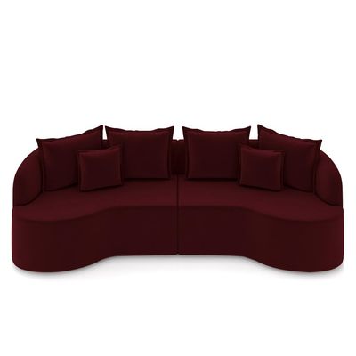 Sofá Living Decorativo Salinas 4 Lugares com Almofadas 270cm Modulado Veludo Bordô G33 - Gran Belo