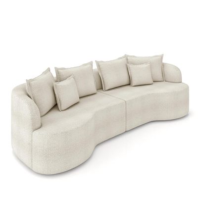Sofá Living Decorativo Salinas 4 Lugares com Almofadas 290cm Modulado Bouclê Off White G33- Gran Belo