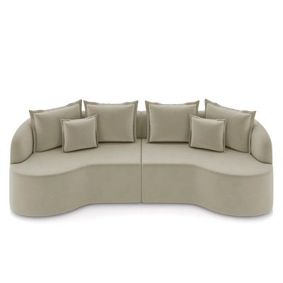 Sofá Living Decorativo Salinas 4 Lugares com Almofadas 290cm Modulado Veludo Bege G33 - Gran Belo
