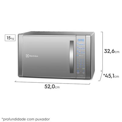 Micro-ondas Electrolux 31L cor Inox Espelhado com Função Grill e Painel Blue Touch (ME41X) 127V
