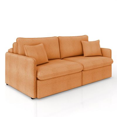 Sofá Reclinável e Retrátil Gandalf Bipartido 194cm Caixa Zero com Almofadas Bouclê Terracota G33 - Gran Belo