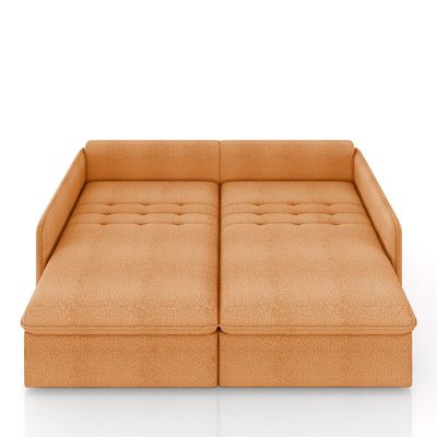 Sofá Reclinável e Retrátil Gandalf Bipartido 194cm Caixa Zero com Almofadas Bouclê Terracota G33 - Gran Belo