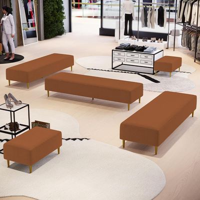 Kit 02 Puffs Decorativo Sala de Estar Bali W01 Pés Palito 170x60cm Bouclê Terracota - Lyam Decor