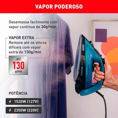 Ferro De Passar A Vapor Arno Ultragliss Fmy Azul 220V