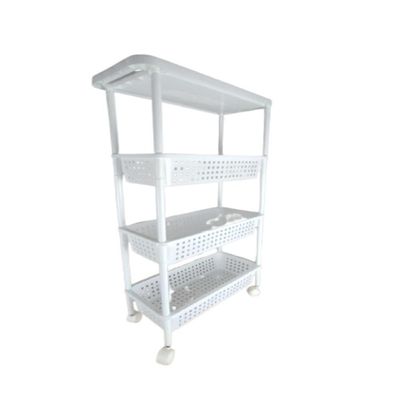 Carrinho Organizadora 4 Prateleiras Multiuso Quarto Sala Brinquedos Salao Manicure Varanda Branco