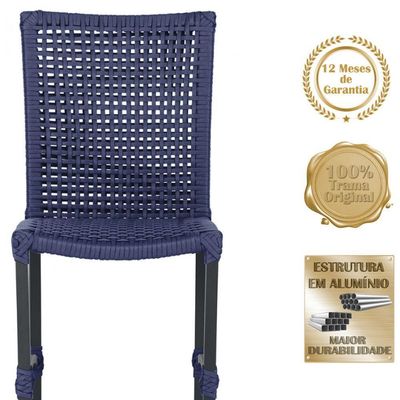 Mesa Ascoli 120 Cm Com 6 Cadeiras Cannes De Alumínio Trama Azul