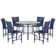Mesa Ascoli 120 Cm Com 6 Cadeiras Cannes De Alumínio Trama Azul