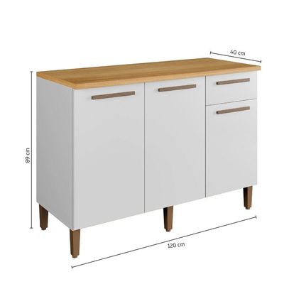 Balcão Imperial 3 Portas Arte Móveis Branco