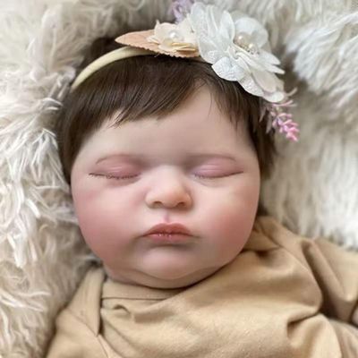 Bebê Reborn Menina Dormindo Recém Nascida Cabelo Implantado Fio A Fio