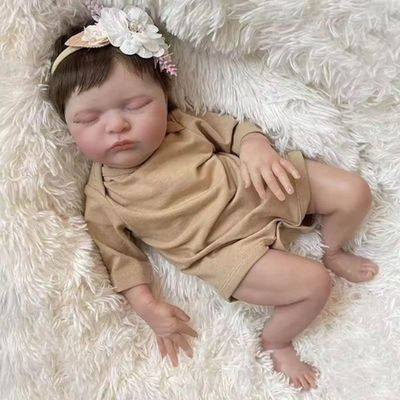 Bebê Reborn Menina Dormindo Recém Nascida Cabelo Implantado Fio A Fio