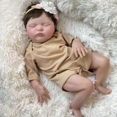 Bebê Reborn Menina Dormindo Recém Nascida Cabelo Implantado Fio A Fio