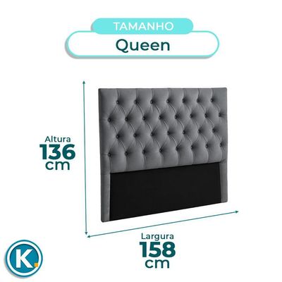Cabeceira Estofada Queen Luna Nature Veludo Grafite 158x136