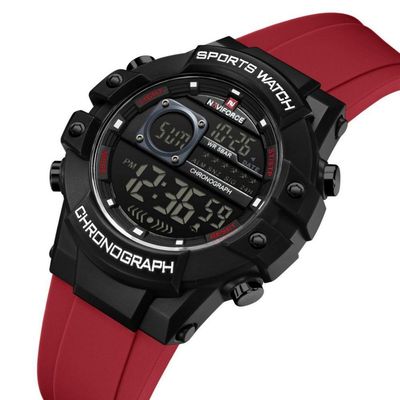 Relógio Multifuncional Masculino Digital Design Esportivo A Prova D´agua 3atm Vermelho
