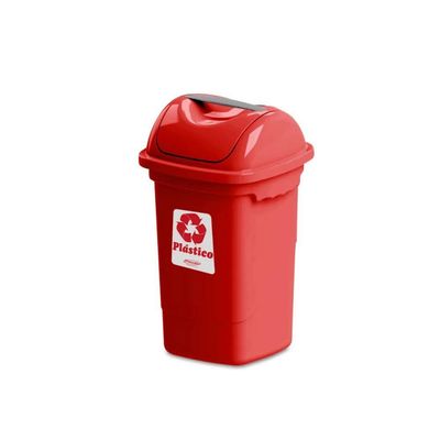 Lixeira Seletiva Basculante 30l Plasvale Vermelho Plástico Vermelho