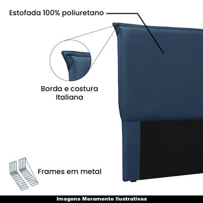 Cabeceira Decorativa King Size 1,95M Trento Veludo Azul Marinho - Gran Belo