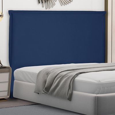 Cabeceira Decorativa Casal 1,40M Trento Suede Azul Marinho - Gran Belo