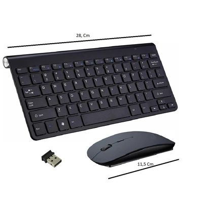 Kit Mini Teclado E Mouse Wireless Slim Plug Play 2.4ghz - Preto
