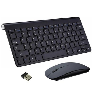 Kit Mini Teclado E Mouse Wireless Slim Plug Play 2.4ghz - Preto