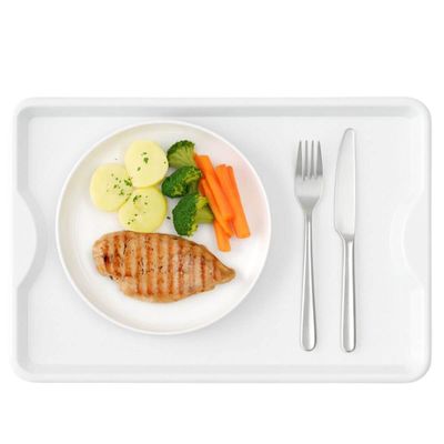 Kit 6 Bandejas Servir 48x33cm Plástico Branco Coza Uno Horeca Restaurante Buffet Fast Food