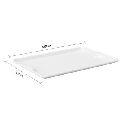 Kit 6 Bandejas Servir 48x33cm Plástico Branco Coza Uno Horeca Restaurante Buffet Fast Food