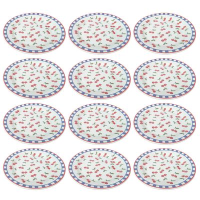 Prato de Sobremesa de Cerâmica Donna Jardim de Cerejas 18cm 12 Unidades - Biona 149874