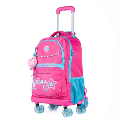 Kit Mochila de Rodinha Feminina + Lancheira Térmica Juvenil BG Joy Rosa