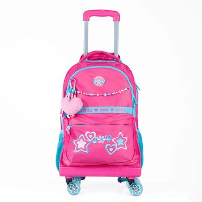 Kit Mochila de Rodinha Feminina + Lancheira Térmica Juvenil BG Joy Rosa
