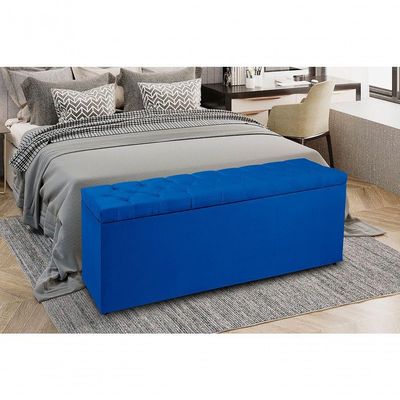 Recamier Baú 1,60m Madrid Suede Azul Marinho
