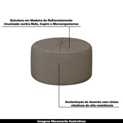 Conjunto Decorativo Sofá 240cm e Poltrona Clarke com Puff Round Veludo Bege - Gran Belo