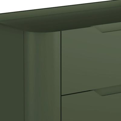Mesa De Cabeceira Orgânica 2 Gavetas Pés Industrial Preto Bliss I03 Musgo - Lyam Decor