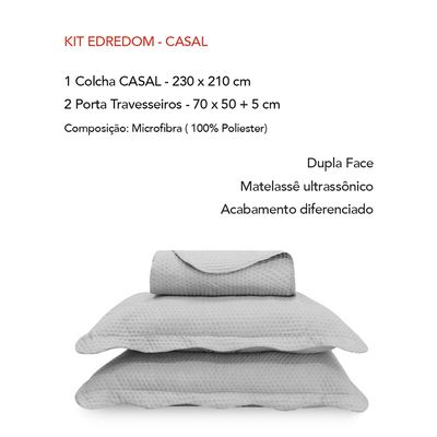 Edredom Colcha Matelasse CASAL Cobre Leito Fronha Bege 3un