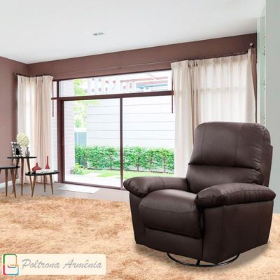 Poltrona do Papai Reclinável Elétrica Armênia Power Touch Couro Capucino - Gran Belo