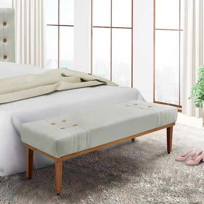 Recamier Decorativo 140cm Kors Veludo Pés de Madeira Prata - Gran Belo