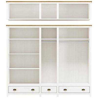 Guarda Roupa Casal 10 Portas Com Espelho e Maleiro Mazzaro F06 Branco Freijó - Lyam Decor