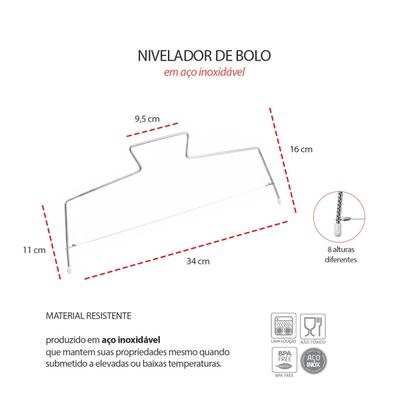 Prato Bolo Giratorio e Cortador Inox Nivelador Fio Ajustavel
