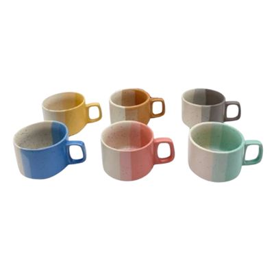 Jogo de Xícaras de Cerâmica Coloridas – 6 Peças de 120ml  Perfeito para Café, Café Expresso e Chá