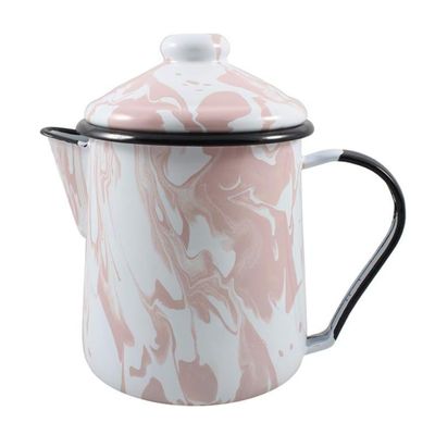 Leiteira Bule Esmaltado Tradicional Indução Nr 12 Marmorizado Rosa Mãe Ágata 1.1 Litros  Ewel
