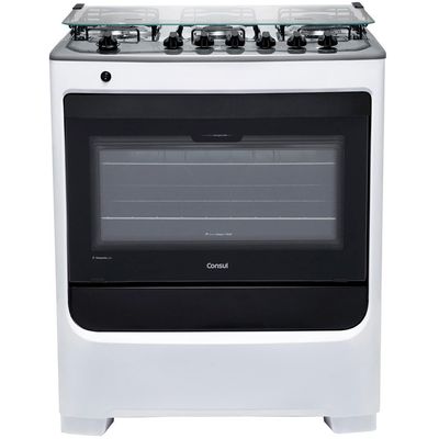 Fogão a Gás de Piso 6 Bocas Mesa em Aço Inox CFS6NAB Consul Branco / Bivolt
