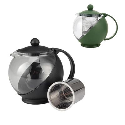 Bule Cha Cafe Com Infusor Chaleira De Vidro 1250ml Cafeteira Inox Jarra Suco Filtro Coador Grande