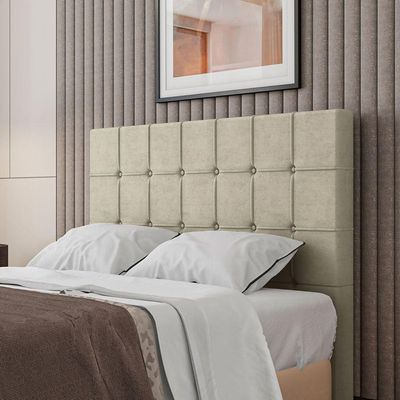 Cabeceira Estofada Casal 140 Cm Turmalina Veludo Cor: Bege