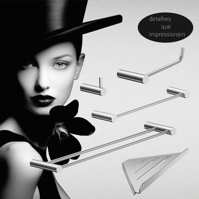 Kit Acessórios Para Banheiro Escovado 5 Peças Grego Metal 2160or