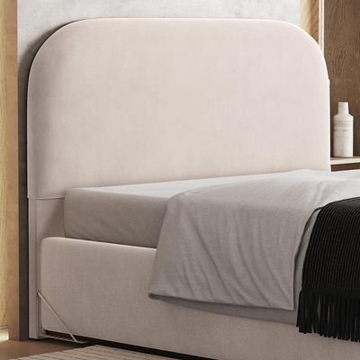 Cabeceira Cama Box King 195cm Orgânica Lanna W01 Suede Bege - Lyam Decor