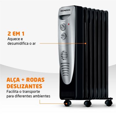 Aquecedor A óleo Mondial A-06 -220v-preto/prata 220V