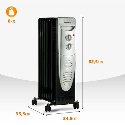 Aquecedor A óleo Mondial A-06 -220v-preto/prata 220V