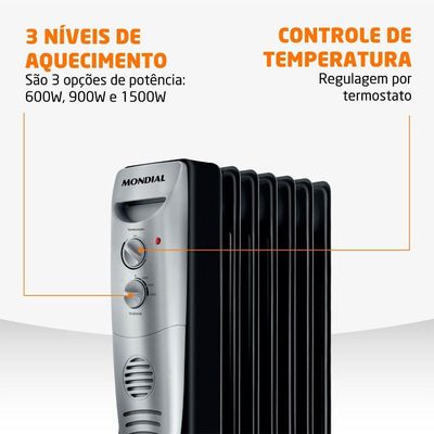 Aquecedor A óleo Mondial A-06 -220v-preto/prata 220V